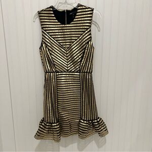 Maje NWT 2 Gold and Black Striped Sleeveless Dress #party #wedding #prom